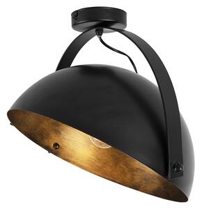 Industrialny Plafon / Lampy sufitowe odchylany czarny ze złotym wnętrzem - Magna Oswietlenie wewnetrzne