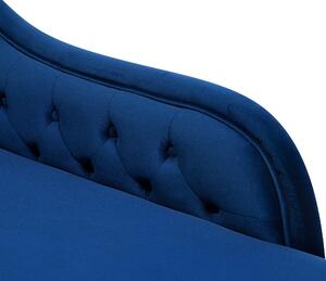 Szezlong pikowany tapicerowany welurowy lewostronny niebieski Nimes Beliani