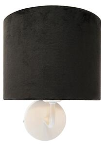 Kinkiet / Lampa scienna vintage biały klosz welurowy czarny - Matt Oswietlenie wewnetrzne