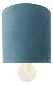 Kinkiet / Lampa scienna vintage biały klosz welurowy niebieski - Matt Oswietlenie wewnetrzne