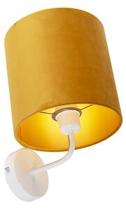 Kinkiet / Lampa scienna vintage biały klosz welurowy żółty - Matt Oswietlenie wewnetrzne