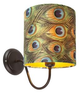 Brązowa lampa ścienna w stylu vintage z aksamitnym pawie - Combi Classic Oswietlenie wewnetrzne
