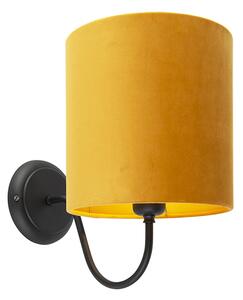 Klasyczny Kinkiet / Lampa scienna czarny klosz welurowy żółty - Matt Oswietlenie wewnetrzne