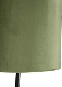 Lampa podłogowa czarna klosz welurowy zielono-złoty 40cm - Simplo Oswietlenie wewnetrzne