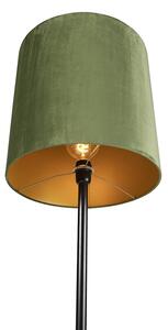 Lampa podłogowa czarna klosz welurowy zielono-złoty 40cm - Simplo Oswietlenie wewnetrzne