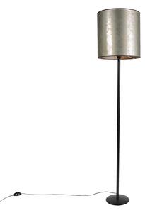 Lampa podłogowa czarna klosz srebrny 40cm - Simplo Oswietlenie wewnetrzne