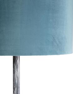 Lampa podłogowa szara klosz welurowy niebiesko-złoty 40cm - Simplo Oswietlenie wewnetrzne