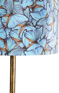 Lampa podłogowa złota klosz welurowy motyle 40cm - Simplo Oswietlenie wewnetrzne