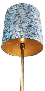 Lampa podłogowa złota klosz welurowy motyle 40cm - Simplo Oswietlenie wewnetrzne