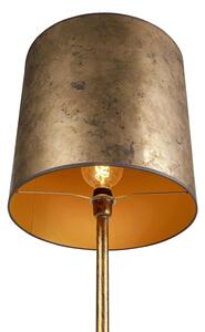 Lampa podłogowa złota klosz postarzany brąz 40cm - Simplo Oswietlenie wewnetrzne