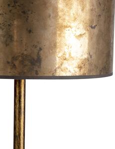 Lampa podłogowa złota klosz postarzany brąz 40cm - Simplo Oswietlenie wewnetrzne