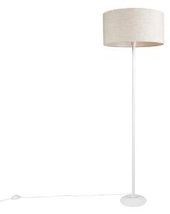 Lampa podłogowa biała klosz jasnoszary 50cm - Simplo Oswietlenie wewnetrzne