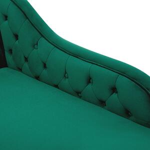 Szezlong pikowany tapicerowany welurowy lewostronny zielony Nimes Beliani