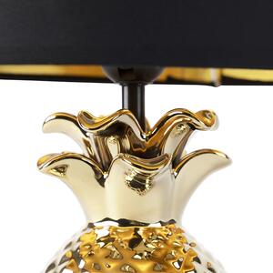 Art Deco lampa stołowa złota czarno-złoty klosz - Pina Oswietlenie wewnetrzne