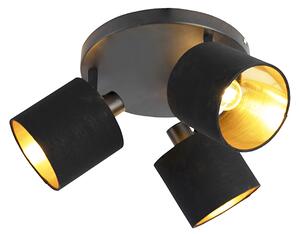 Nowoczesny Plafon / Lampy sufitowe 3-źródła światła czarny klosz złote wnętrze - Tomas Oswietlenie wewnetrzne