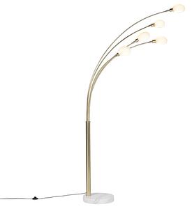 Lampa podłogowa w stylu art deco złota 5 lamp - Sixties Marmo Oswietlenie wewnetrzne