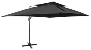 Parasol ogrodowy cantilever z podwójnym blatem, czarny, 400x300 cm