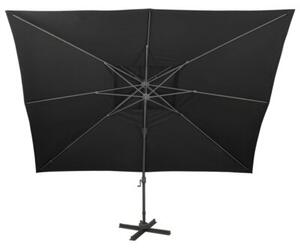 Parasol ogrodowy cantilever z podwójnym blatem, czarny, 400x300 cm