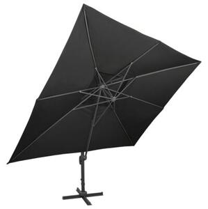 Parasol ogrodowy cantilever z podwójnym blatem, czarny, 400x300 cm