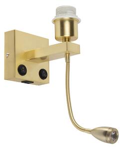 Nowoczesny Kinkiet / Lampa scienna złoty z elastycznym ramieniem USB - Brescia Combi Oswietlenie wewnetrzne