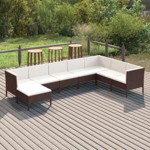 Zestaw Mebli Ogrodowych Komplet Wypoczynkowy Z Poduszkami 8-Częściowy Brązowy Rattan Na Taras Balkon Ogród