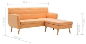 Sofa z leÅ¼ankÄ , obita tkaninÄ , 171,5x138x81,5 cm, pomaraÅczowa