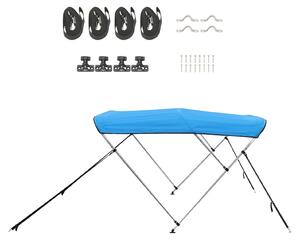 SucceBuy Bimini Top – pokrowiec na ód z daszkiem przeciwsonecznym (3 uki) z poliestru 600D z aluminiow ram, wodoodporna markiza do odzi z torb do przechowywania, szeroko 137–152 cm, kolor niebieski