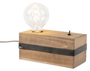 Industrialna lampa stołowa drewno - Reena Oswietlenie wewnetrzne