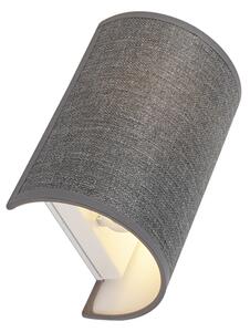 Klasyczny Kinkiet / Lampa scienna szary - Simple Drum Jute Oswietlenie wewnetrzne