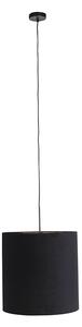 Lampa wisząca klosz welurowy czarno-złoty 40cm - Combi Oswietlenie wewnetrzne