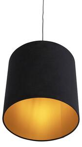 Lampa wisząca klosz welurowy czarno-złoty 40cm - Combi Oswietlenie wewnetrzne