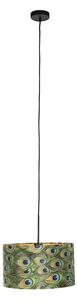 Lampa wisząca klosz welurowy paw-złoty 35cm - Combi Oswietlenie wewnetrzne