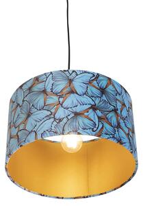 Lampa wisząca klosz welurowy motyl-złoty 35cm - Combi Oswietlenie wewnetrzne