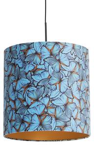 Lampa wisząca klosz welurowy motyl-złoty 40cm - Combi Oswietlenie wewnetrzne