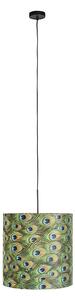 Lampa wisząca klosz welurowy paw-złoty 40cm - Combi Oswietlenie wewnetrzne
