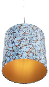 Lampa wisząca klosz welurowy motyl-złoty 40cm - Combi Oswietlenie wewnetrzne