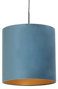 Lampa wisząca z welurowym kloszem niebiesko-złotym 40 cm - Combi Oswietlenie wewnetrzne