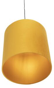 Lampa wisząca klosz welurowy żółto-złoty 40cm - Combi Oswietlenie wewnetrzne