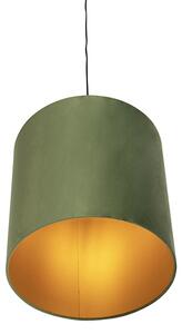 Lampa wisząca klosz welurowy zielono-złoty 40cm - Combi Oswietlenie wewnetrzne
