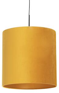 Lampa wisząca klosz welurowy żółto-złoty 40cm - Combi Oswietlenie wewnetrzne