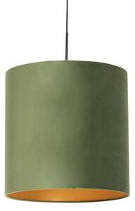Lampa wisząca klosz welurowy zielono-złoty 40cm - Combi Oswietlenie wewnetrzne