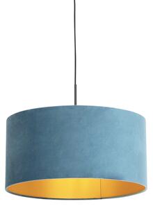 Lampa wisząca klosz welurowy niebiesko-złoty 50cm - Combi Oswietlenie wewnetrzne