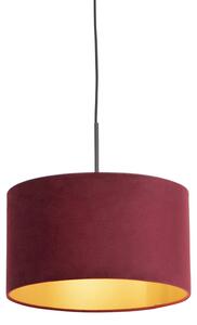 Lampa wisząca klosz welurowy czerwono-złoty 35cm - Combi Oswietlenie wewnetrzne