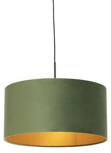 Lampa wisząca klosz welurowy zielono-złoty 50cm - Combi Oswietlenie wewnetrzne