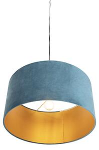 Lampa wisząca klosz welurowy niebiesko-złoty 50cm - Combi Oswietlenie wewnetrzne