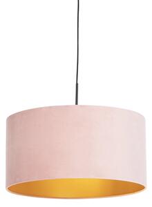 Lampa wisząca klosz welurowy różowo-złoty 50cm - Combi Oswietlenie wewnetrzne
