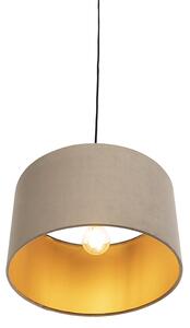 Lampa wisząca klosz welurowy szarobrązowo-złoty 35cm - Combi Oswietlenie wewnetrzne