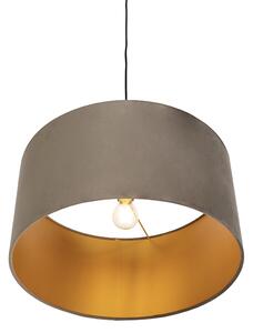 Lampa wisząca klosz welurowy brązowoszaro-złoty 50cm - Combi Oswietlenie wewnetrzne