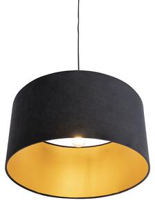 Lampa wisząca klosz welurowy czarno-złoty 50cm - Combi Oswietlenie wewnetrzne