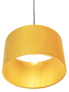 Lampa wisząca klosz welurowy ochra-złoty 35cm - Combi Oswietlenie wewnetrzne